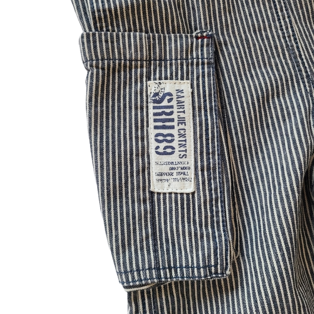 NWT Vintage Kids Denim Railroad Conductor Hickory Striped Dungaree Overalls - Picture 5 of 13